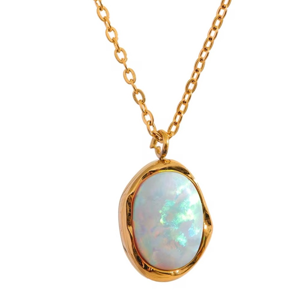 Sara Sotti Stylish Processed Opal Stone Minimalistic 18K Gold Plated Necklace